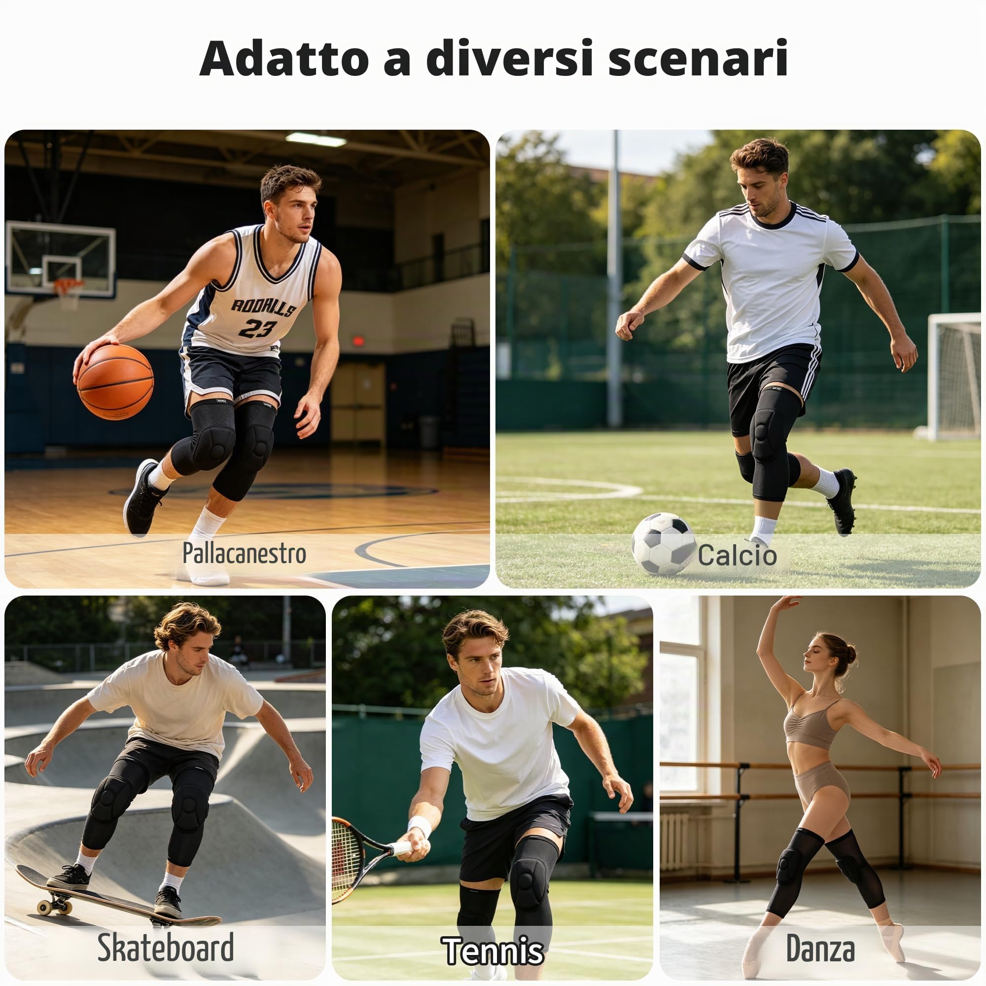 EULANT Ginocchiere di Protezione con Spessa Spugna, Calcio Ginocchiere da Portiere, Knee Pads per Pallavolo Bici Danza Rugby MTB Basket