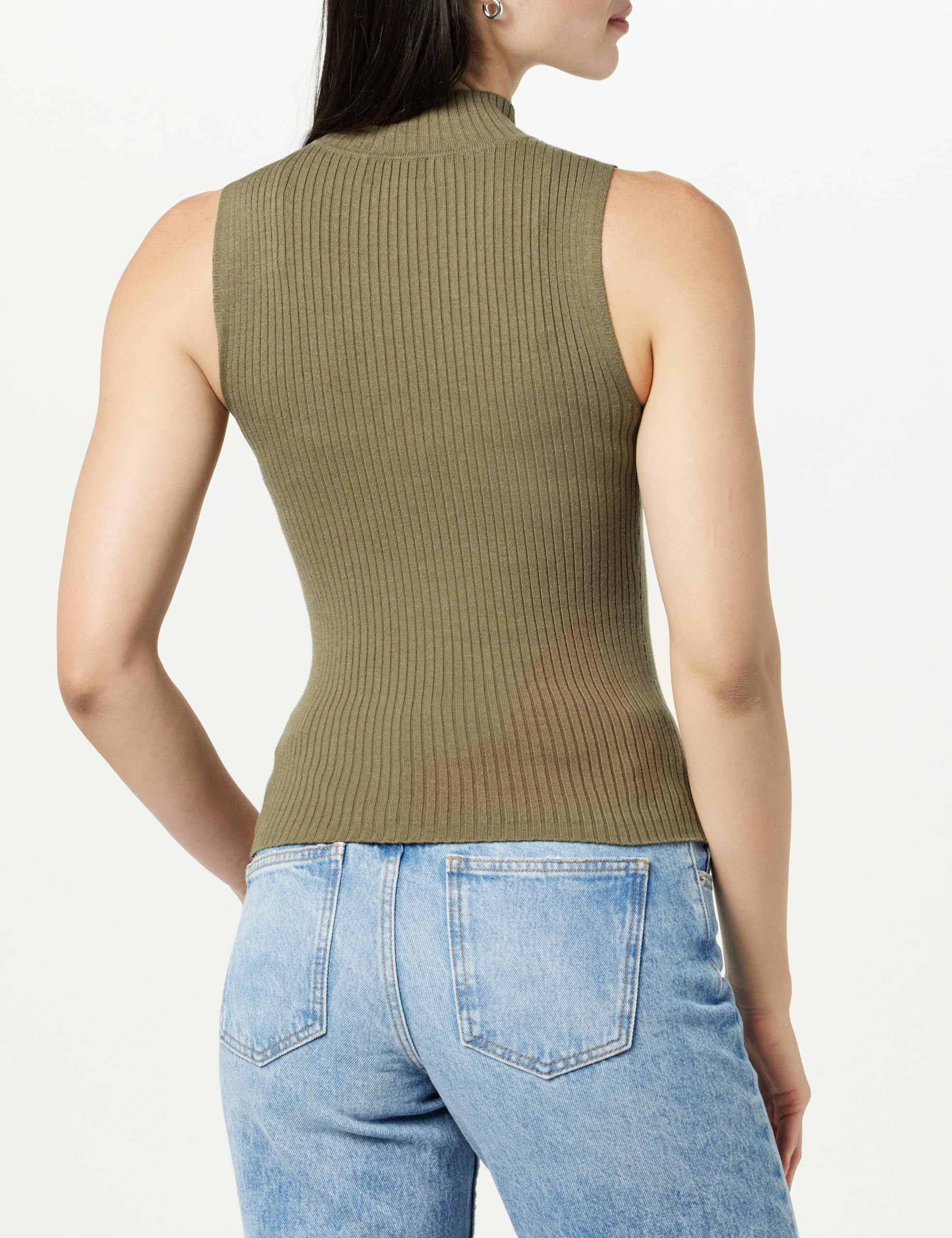 The Drop Women's Karolina Sleeveless Ribbed Mock-Neck Sweater
