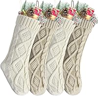Vista 15 de Medias tejidas para Navidad, color tinto, verde y marfil