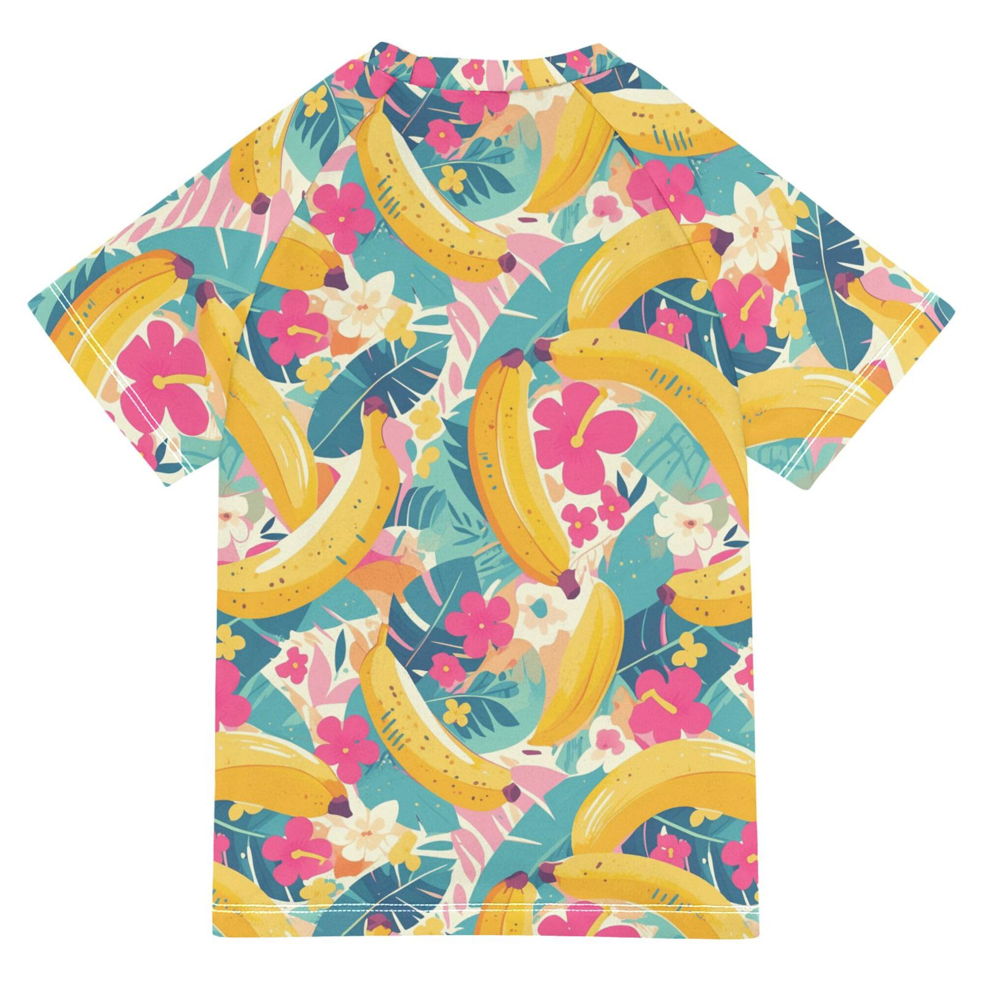 Sweet Banana and Leaves Girls Bathing Suit UV Protection Sports Clothes Swimwear Beach Tops 3T