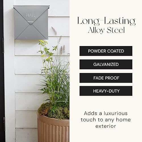 Miniatura 6 de NACH Buzones para montaje en pared exterior, 10 x 10 x 4 pulgadas, buzones plateados para casa exterior, buzones impermeables para exteriores, buzón