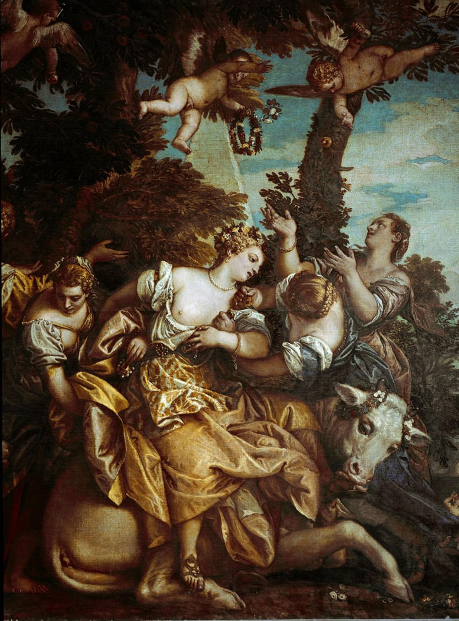 HRJUBWREE Retro Picture Art Painting Wall Poster the Kidnapping of Europe Painting by Veronese Vintage Art Print for Office Decor 60x90cm