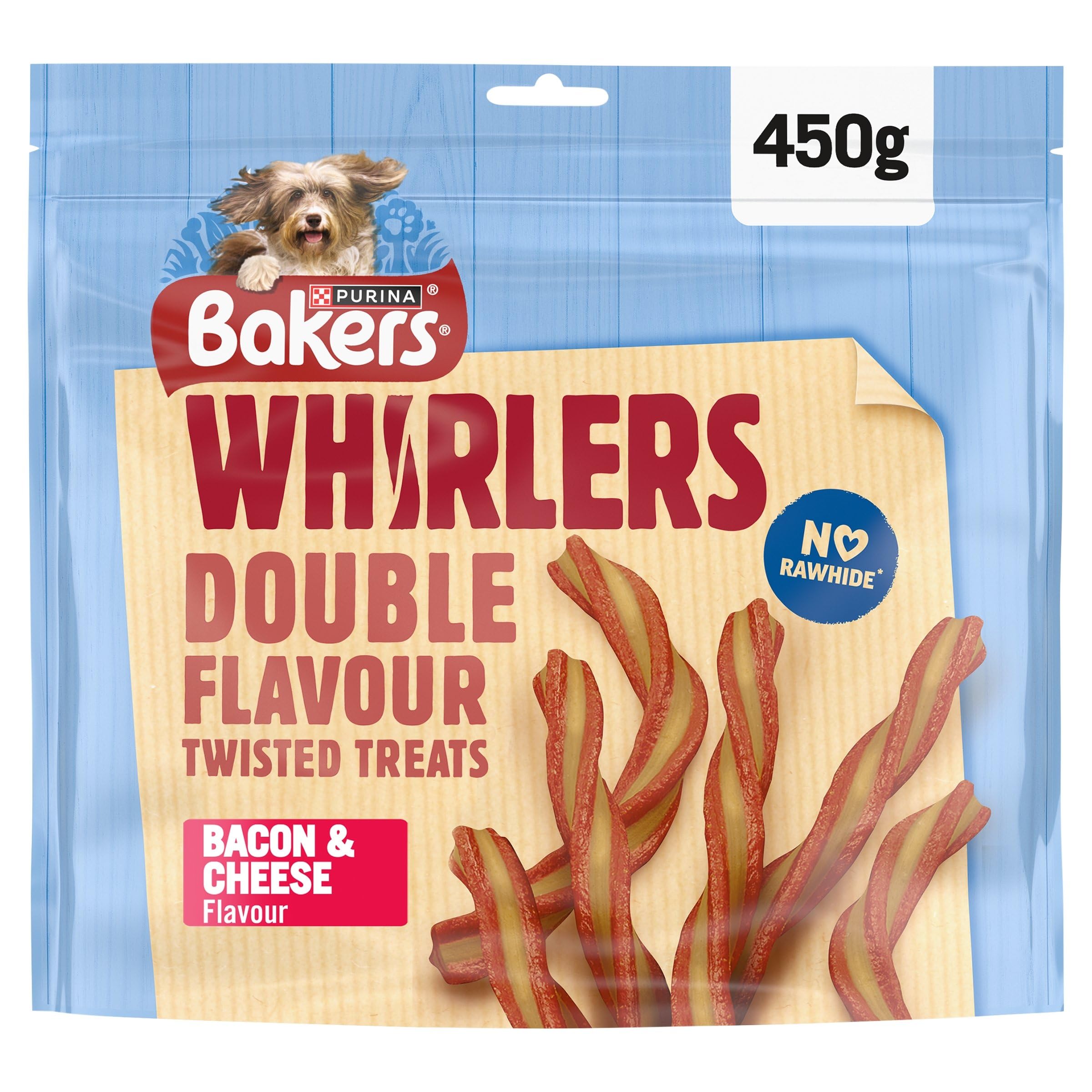 Bakers Whirlers Bacon And Cheese Dog Treats 450G
