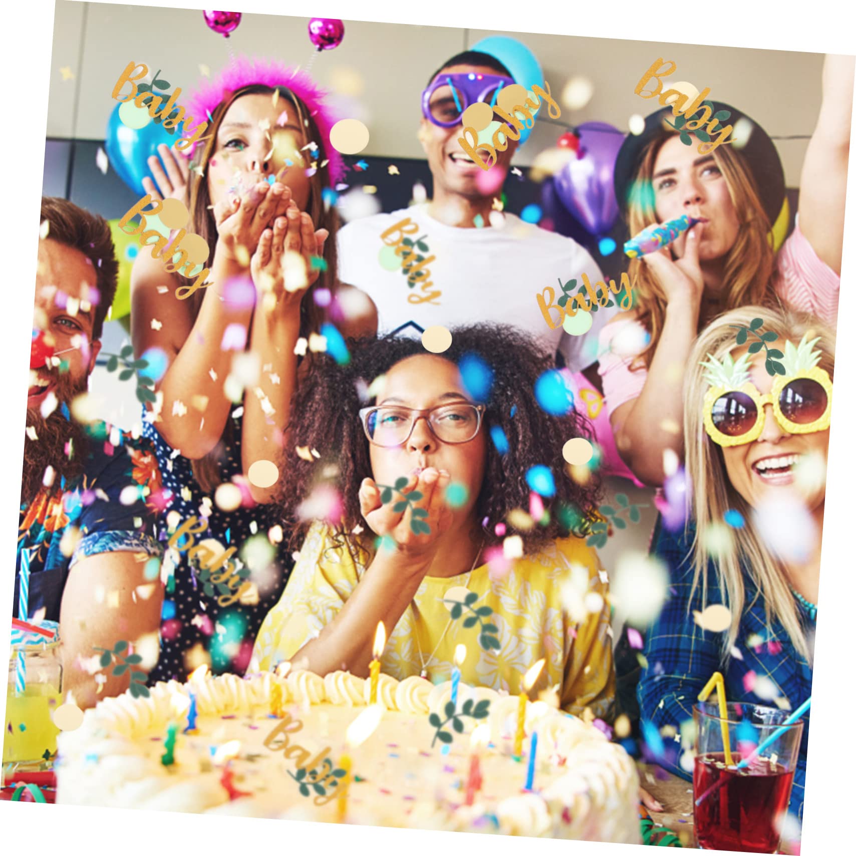 Amosfun 10sätze Shower Konfetti Dekorationen Konfetti Buchstaben Und Kreisformen Für Babyparty Tischdeko Gender Reveal Und Feierlichkeiten