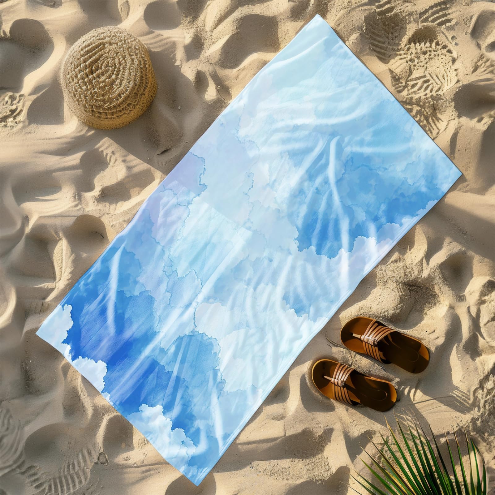 Générique Serviette de Plage XXL Modèle Bleu | Grande Taille Serviette de Plage et Douche Avec Elastique Microfibre Absorbante et Légère Sport Séchage Rapide