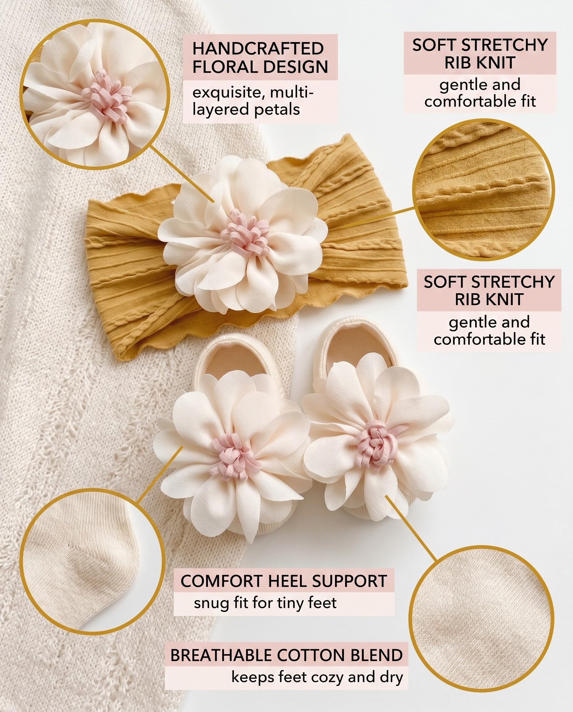 1 set Fasce Bambina Neonata Set di calzini – fascia capelli neonata, Fiocchi Capelli Bambina in Nylon Elasticizzato,Neonato per Capelli, per Bambini Neonati, fascia neonato