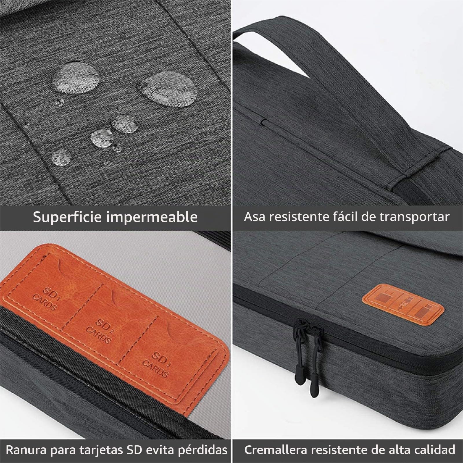 Bolsa organizadora cables viaje, organizador de accesorios electrónicos, bolsa para cargadores y cables (Tuba, Negro)