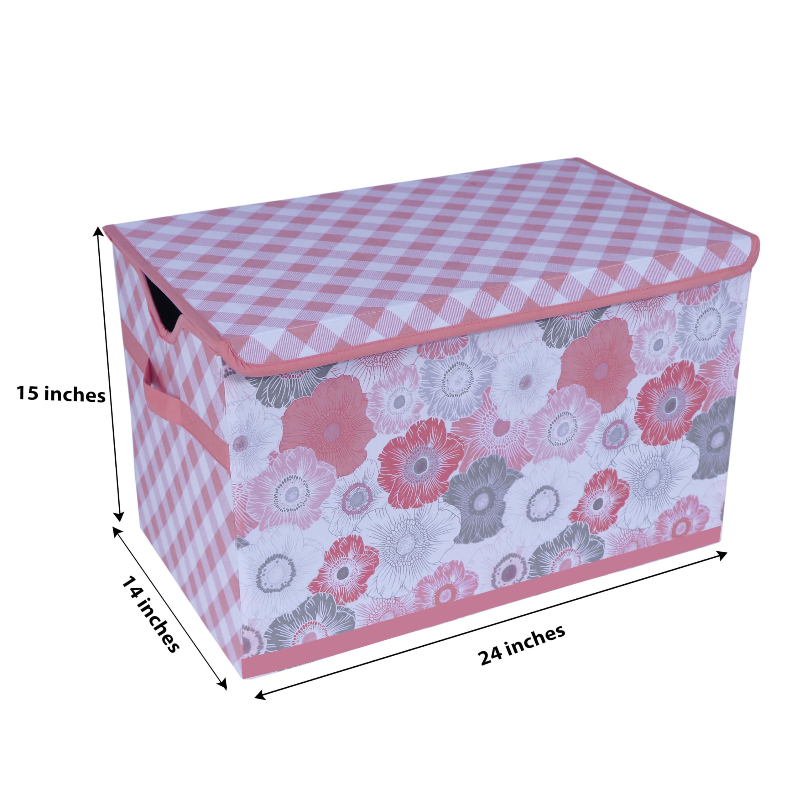 Bacati - Toy Chest Watercolor Flowers Coral/Grey