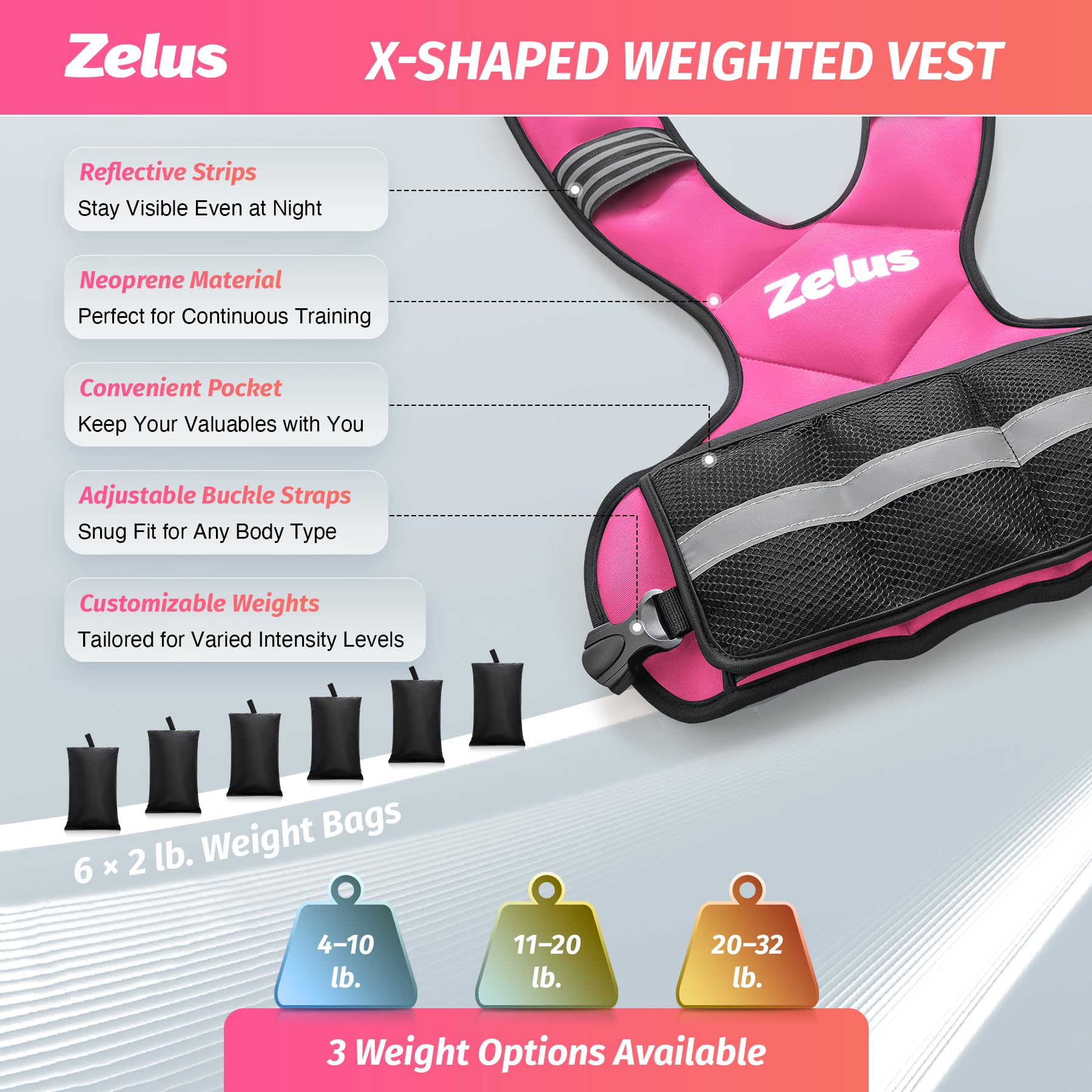 Amazon.co.jp: ZELUS (ゼラス) ウェイトベスト 男女兼用 調節可能な