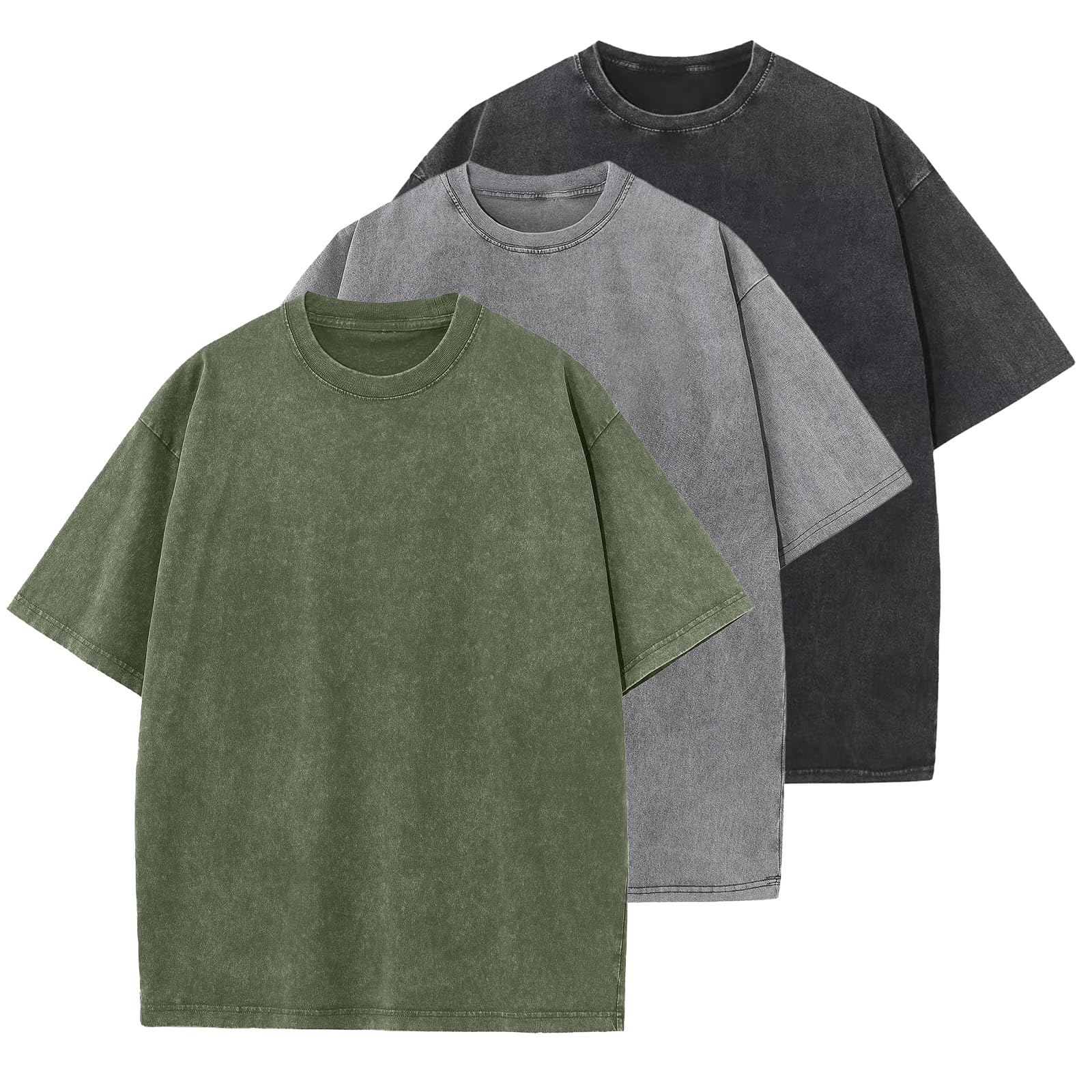 Oversized T-Shirt für Herren Heavy Baumwolle Regular Fit Basic Männer T-Shirt Set Casual Sommer Tops