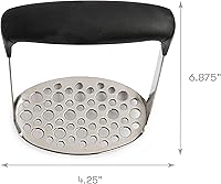 Vista 3 de Cooking Light Triturador de acero inoxidable resistente, horizontal amplio y ergonómico, placa fina para puré de papas suave, agarre suave y mango