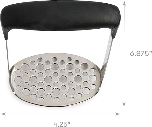 Miniatura 3 de Cooking Light Triturador de acero inoxidable resistente, horizontal amplio y ergonómico, placa fina para puré de papas suave, agarre suave y mango