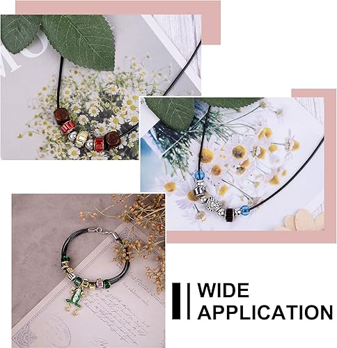 Miniatura 6 de Craftdady 100 cuentas europeas de vidrio Rondelle con agujero grande facetado con núcleo dorado de 10-0.413 x 0.276 in para macramé de cuero,