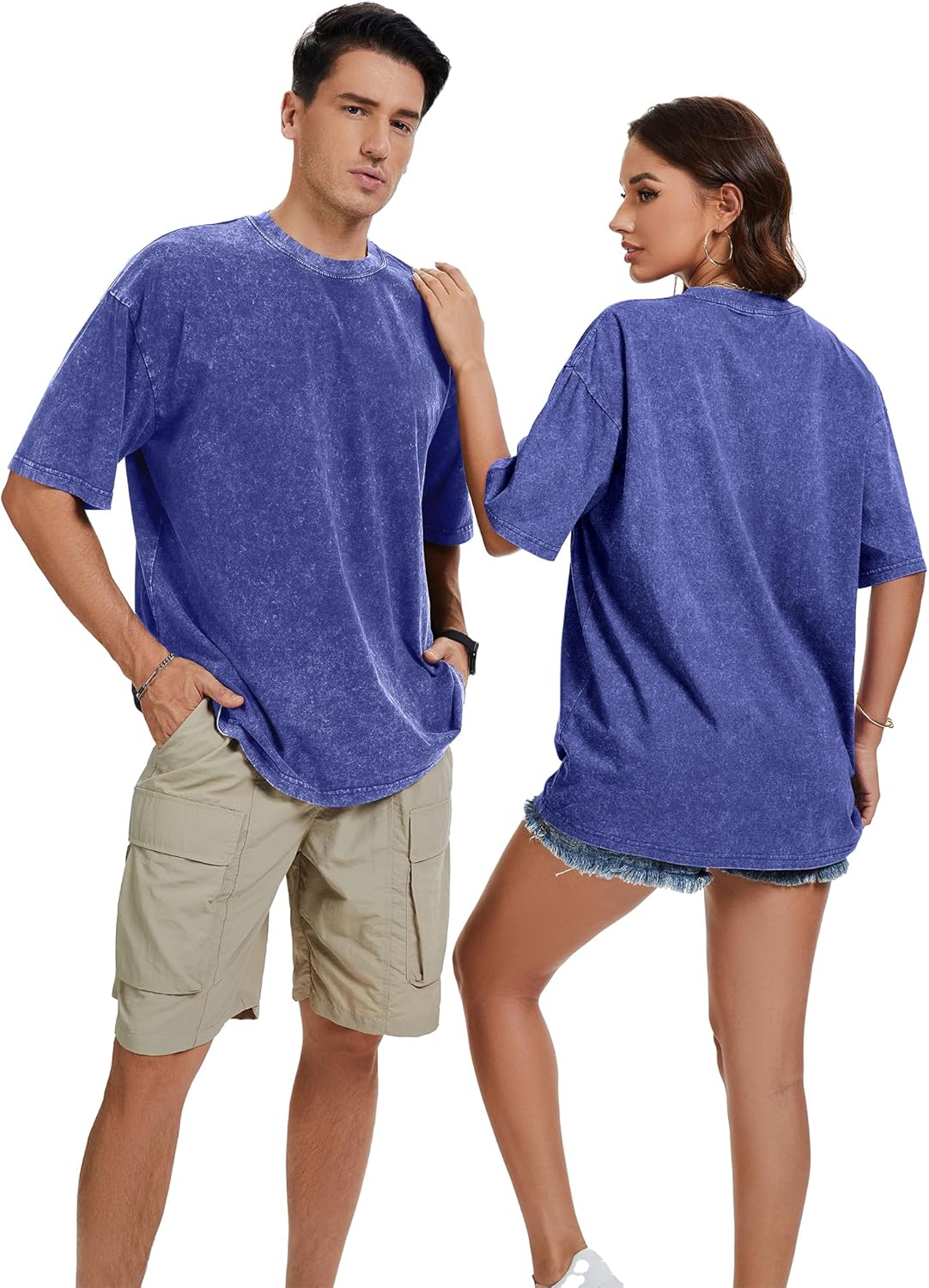 rosemia Oversized Tshirts for Men Vintage Short Sleeve Shirts Acid Wash Basic Tees - Image 5