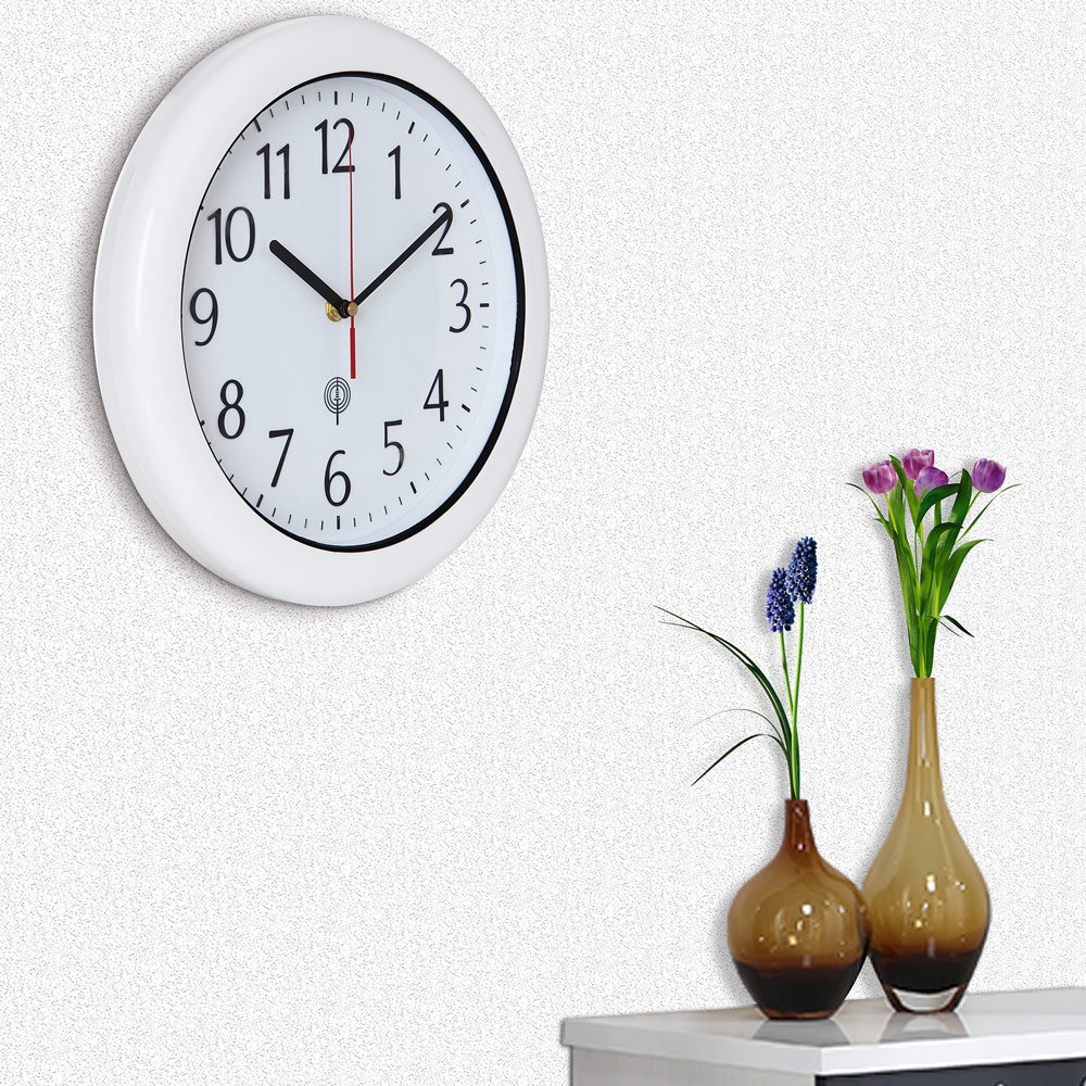 Deuba Reloj de Pared radiocontrolado Impermeable Blanco Ø30cm Silencioso Alta precisión Uso en Exteriores e Interiores