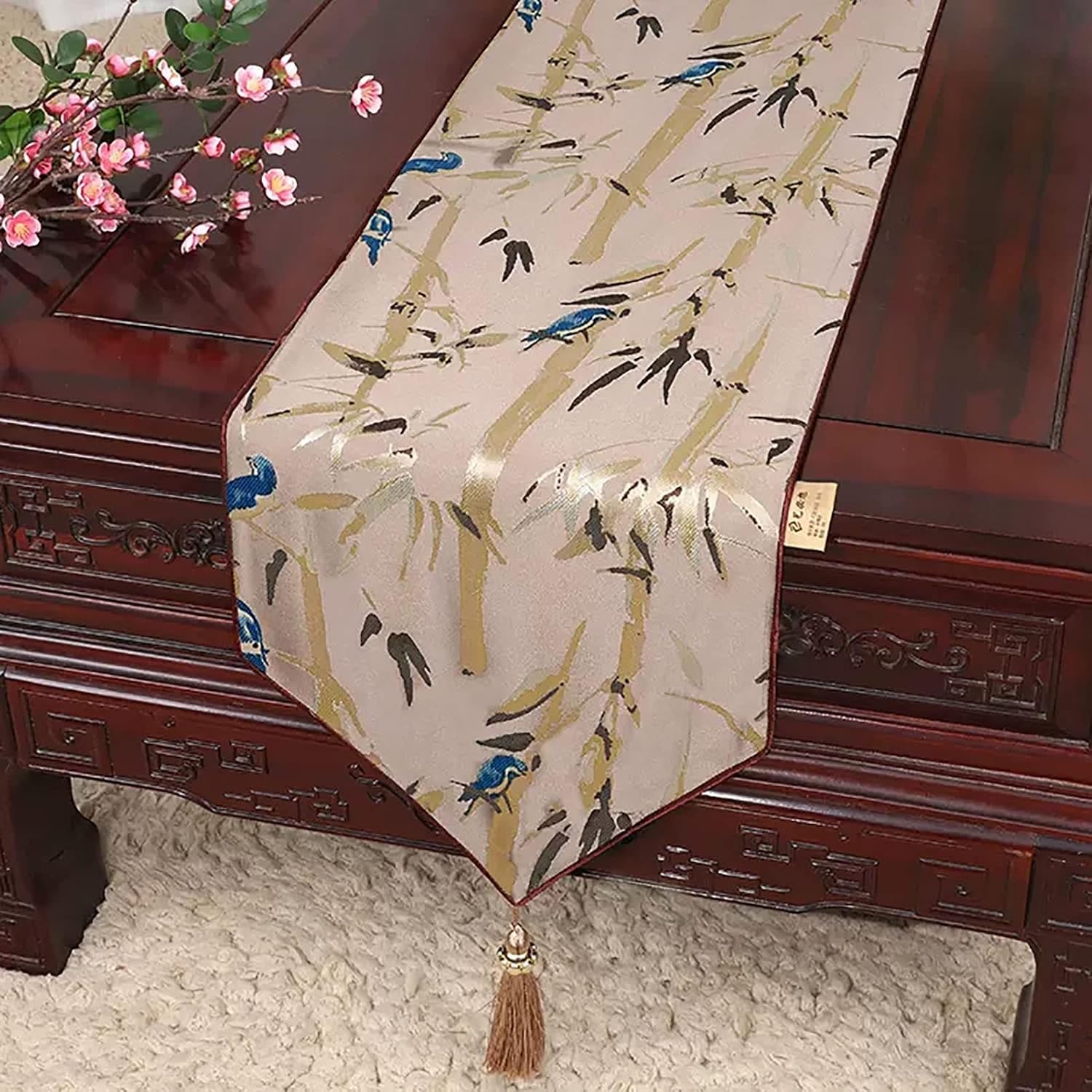 Modern Table Runner - Washable Non-Slip Dining Mat (Blue 33x400cm) (Light Coffee 33x160cm)
