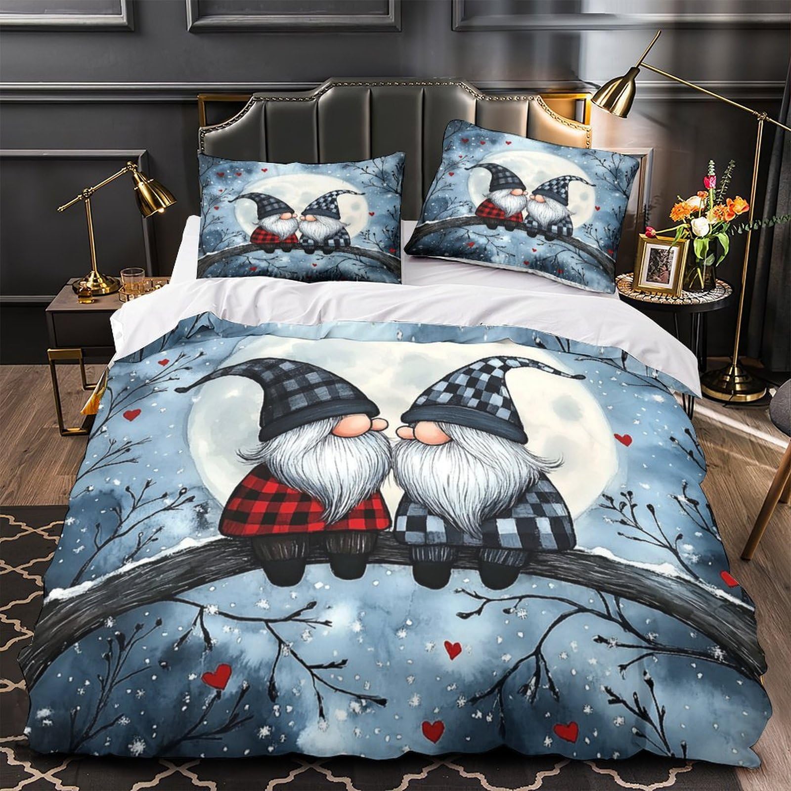 Housse de couette scène de nuit magique pour chambre de fille