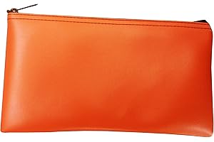Vinyl Zipper Bags Leatherette 11 x 6 inches Small Compact Orange 1 Zippered Pouch CW