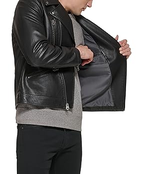 ジャケット・アウター Levi's BIGE black double riders jacket Levi's Men Faux Leather Motorcycle Jacket, Black, Small at