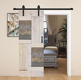 S Series 30in. x 84in. Multi-Textured Finished DIY Solid Wood Sliding Ba...