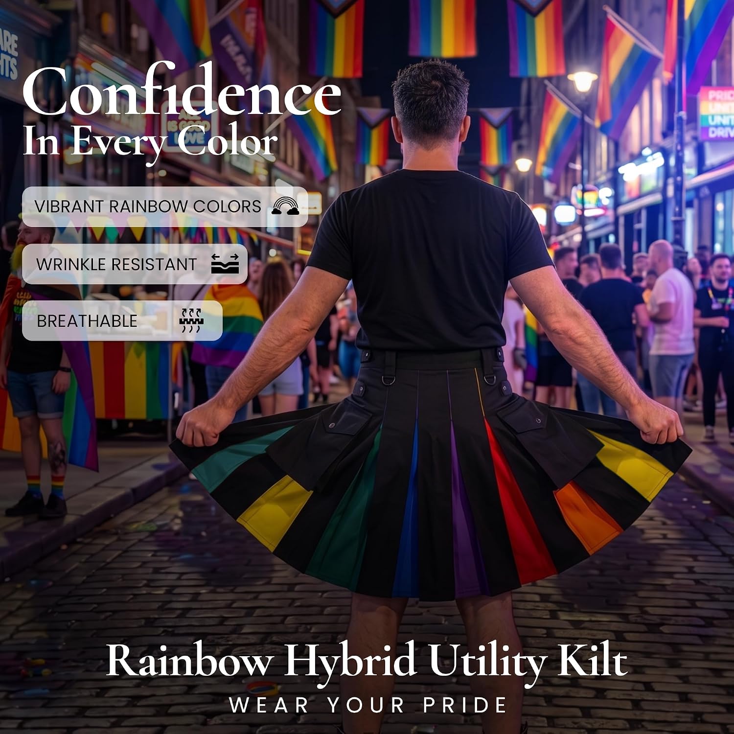 Hybrid Utility Kilts for Men Scottish Traditional Kilt with Flashes