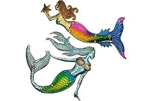 JFRISING 2 Pack Mermaid Metal Wall Art Decor