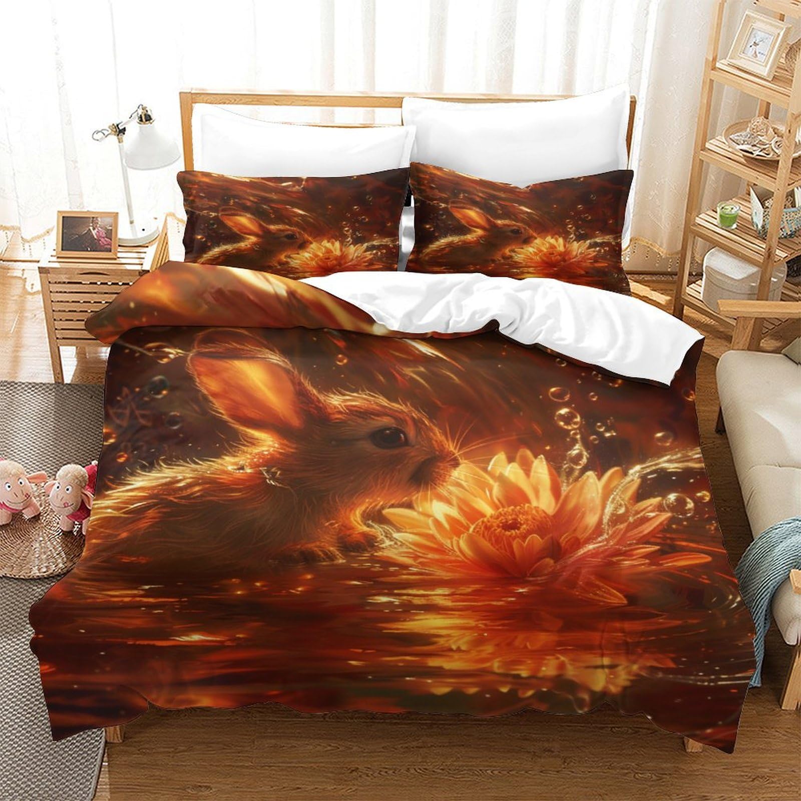 Parure de lit lapin double 200x200 cm, le cadeau idéal pour la chambre des enfants