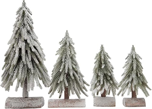 Miniatura 1 de VGIA 4pcs Mini Christmas Trees Separate Spray Snow Christmas Trees with Wooden Bases