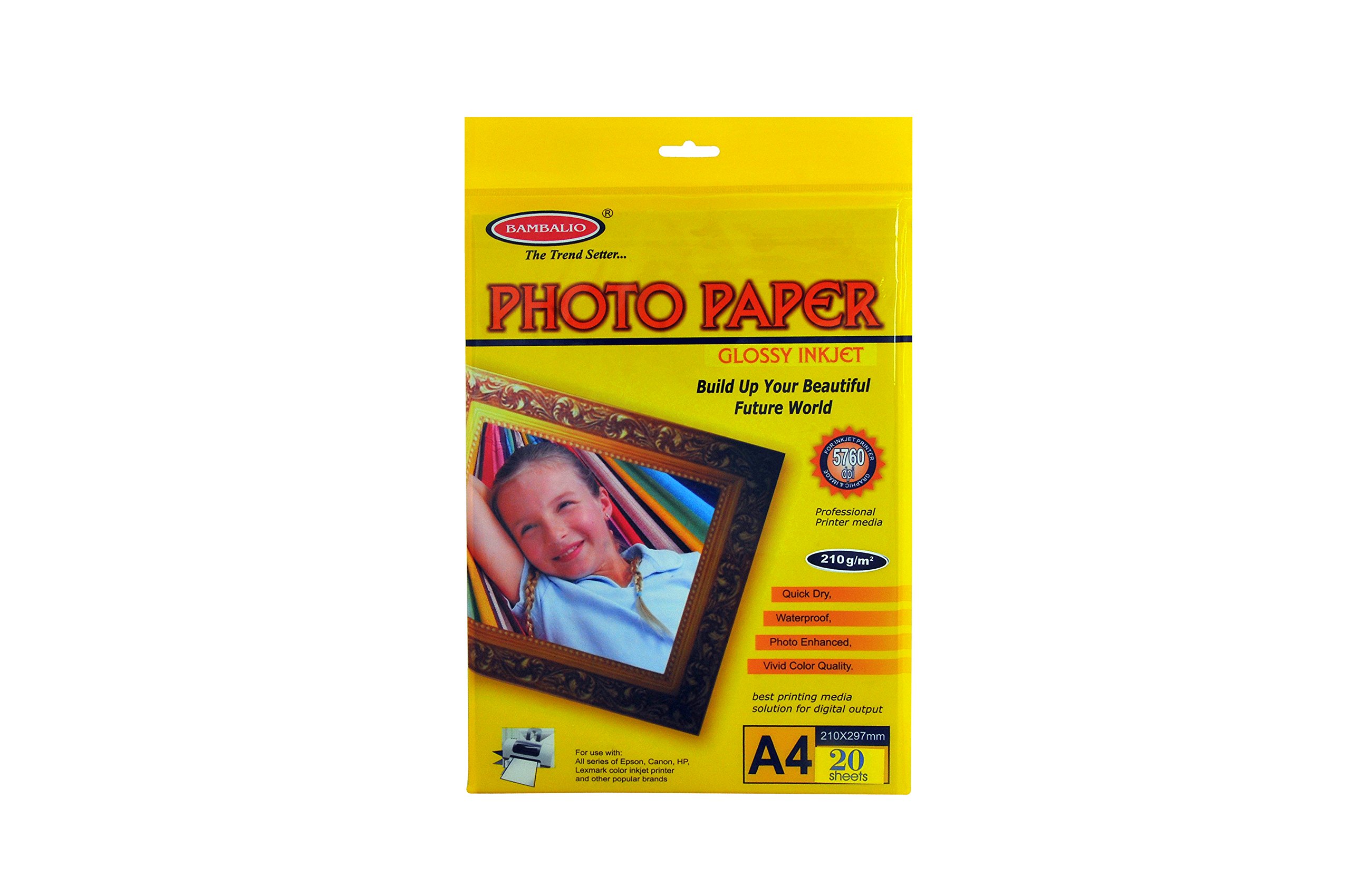 Bambalio 20 fogli di carta fotografica lucida formato A4, 210 g/mq