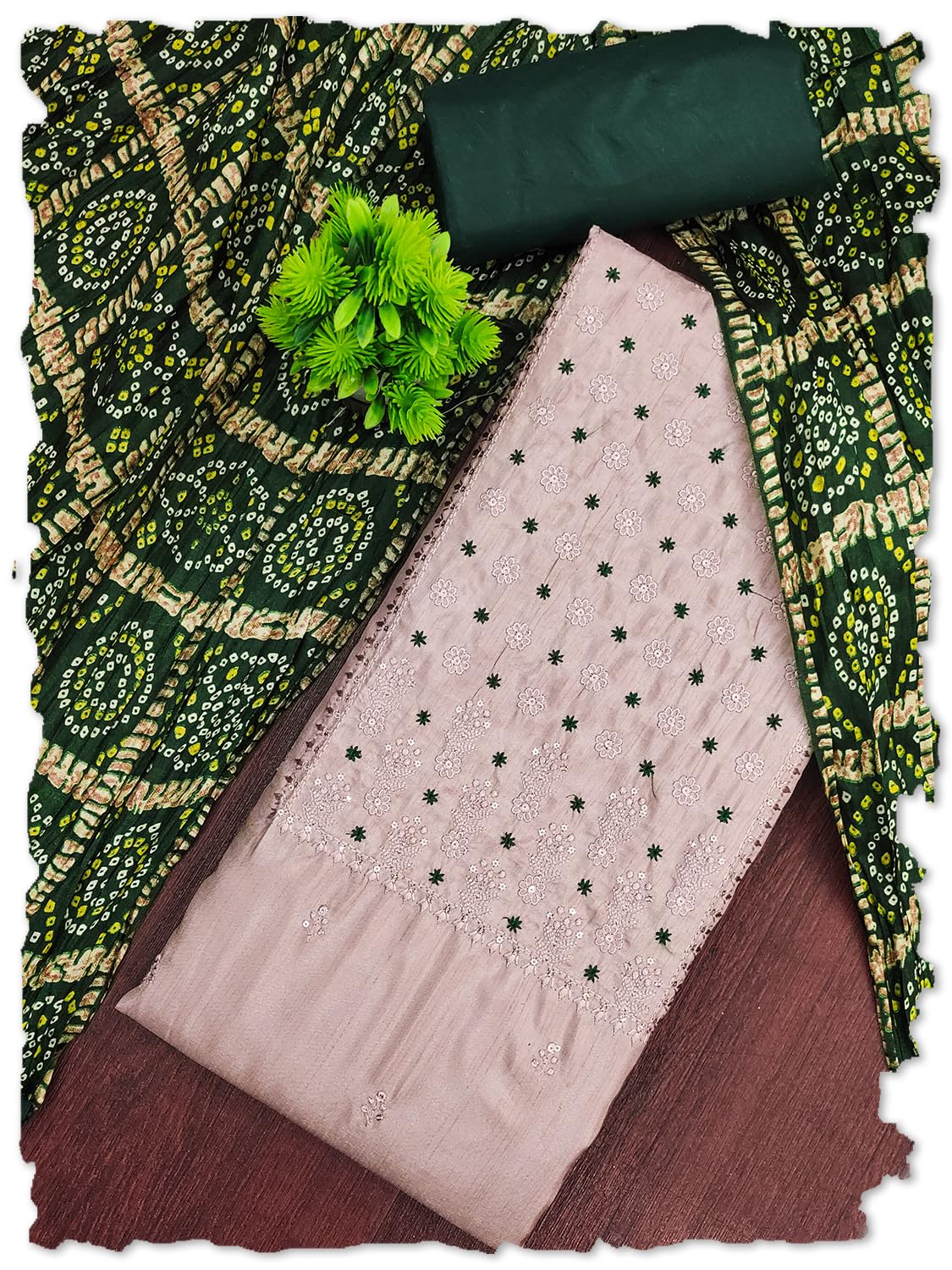 Women’s Zora Silk Unstitched Salwar Suit Dress Material with Banadhani Print Chinon Dupatta | Top 2m, Bottom 2m, Dupatta 2.25m-image-33