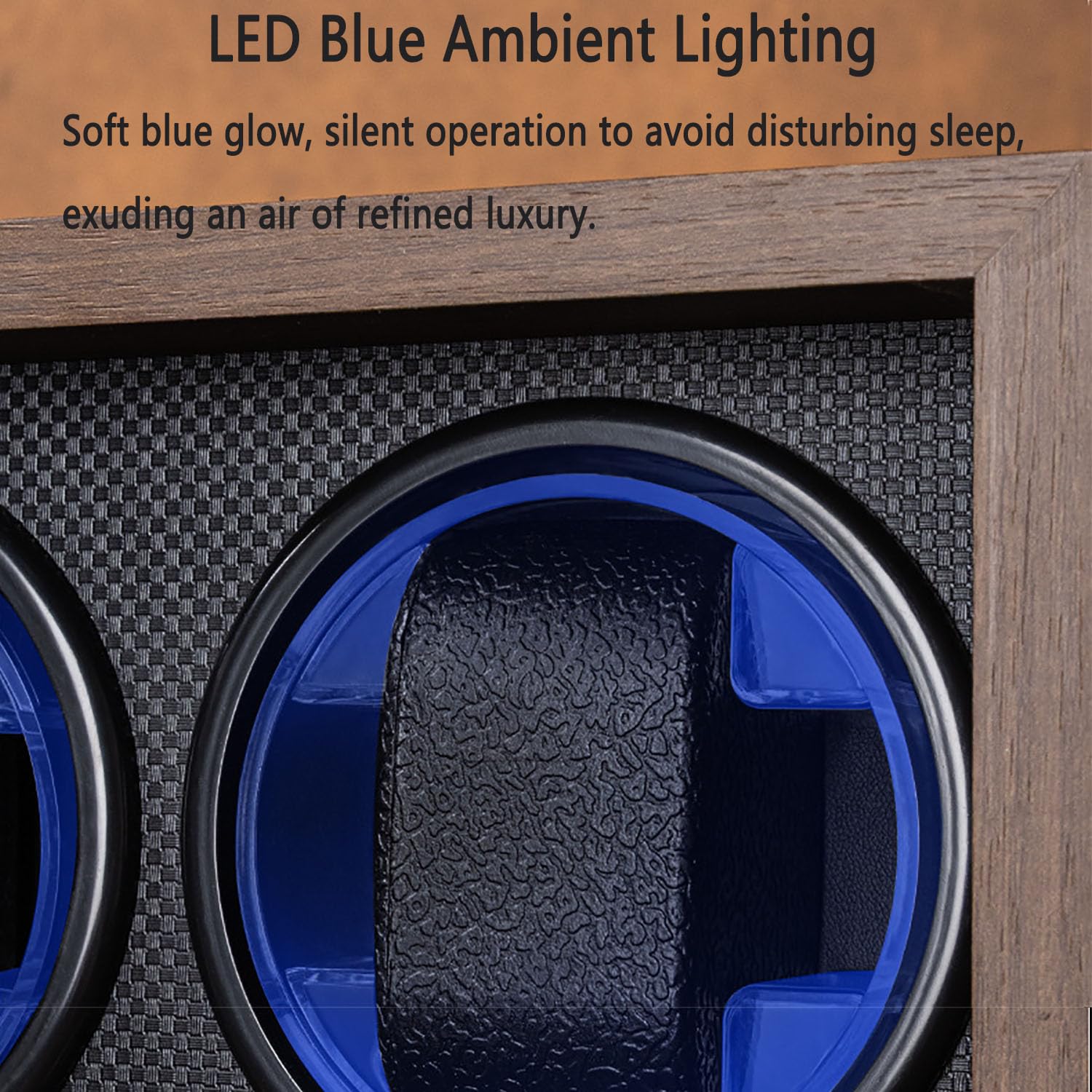 Caja Giratoria Automática para Relojes De Madera, Caja Giratoria Automática para Relojes con Iluminación Ambiental LED, Control Ajustable En 5 Niveles para Relojeros Y Relojerías