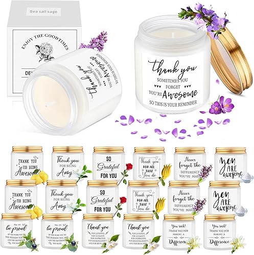 Miniatura 7 de MTLEE 20 velas de agradecimiento de 3.5 onzas, regalo de agradecimiento a los empleados, vela perfumada de cera de soja para el Día de la Madre,
