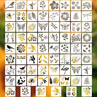 70 Pieces Stencil for Painting, SYOUACEND Reusable Stencils Wall Paper Flowering Plants Stencil DIY Craft Paint Stencils for Painting on Wood Stencil Set for Wall Home Decor