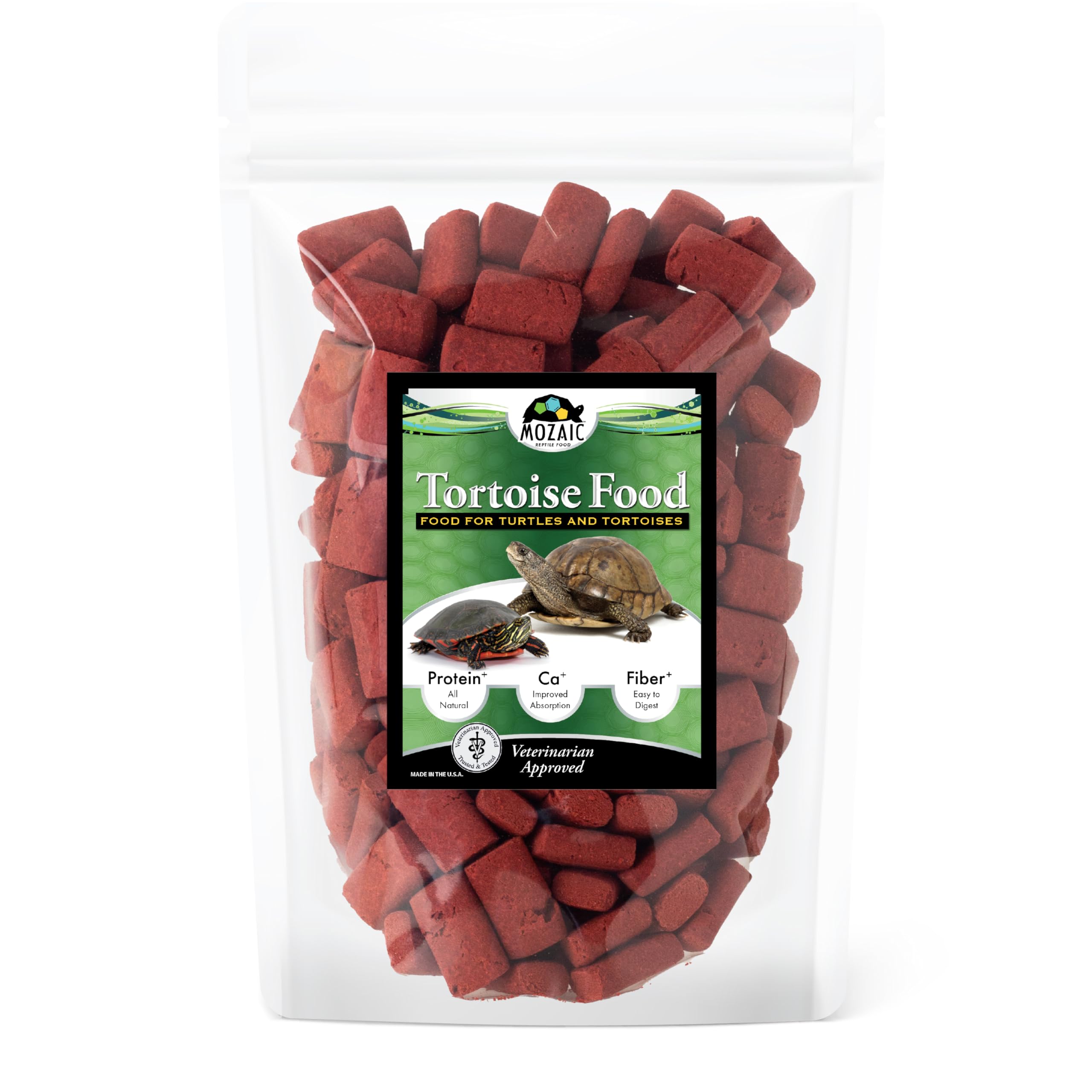 Mozaic Tortoise Food & Turtle Pellets Supplement - Complete Formulated Diet for Sulcata & Desert & Other Pet Tortoises, Essential Amino Acids &