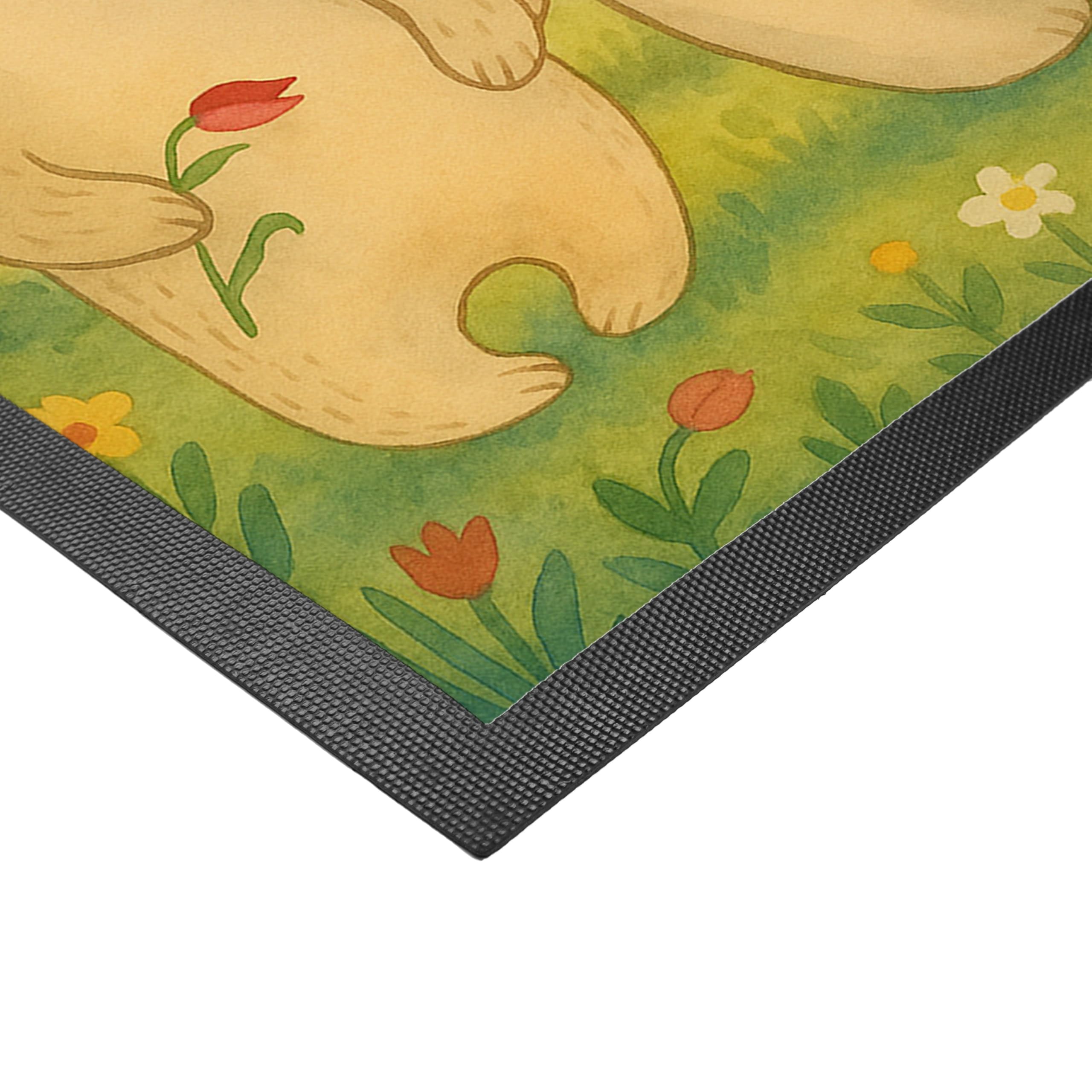 Mr. & Mrs. Panda Fussmatte selbst gestalten Bären mit Blumenkranz Design 80 x 120 cm - Geschenk, Personalisierte, Individuelle, Familie, Muttertag, Tochter, personalisiert, Fußmatte personalisierbar