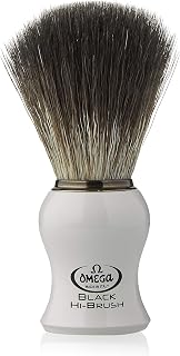 Omega 0196745 - Pincel de barba de fibra negra Hi-Brush, color blanco