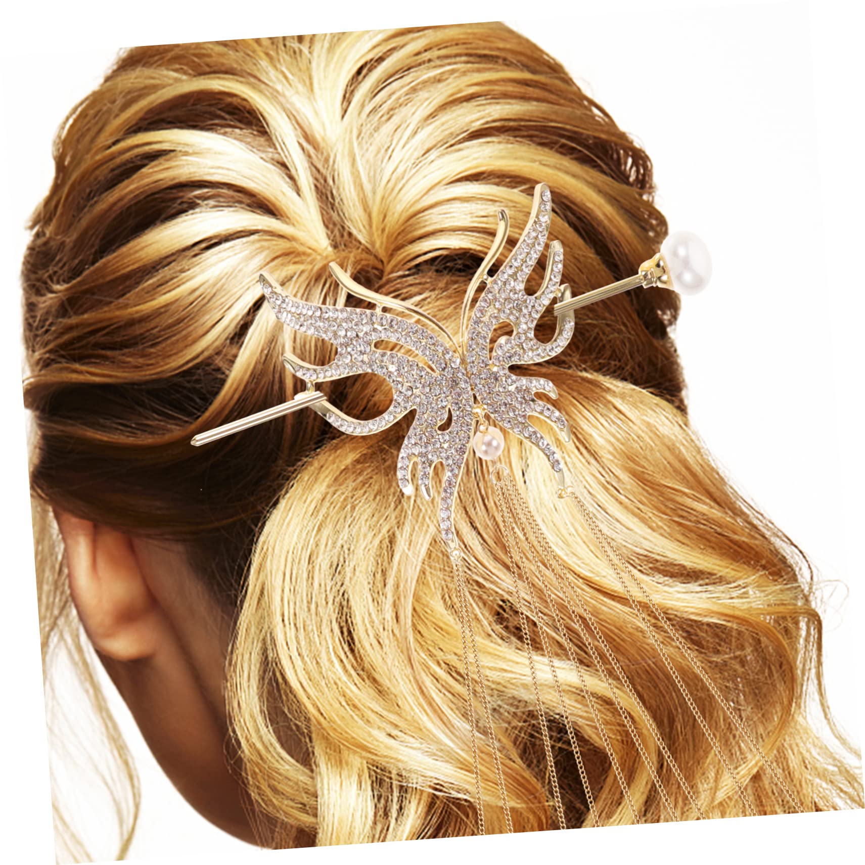 minkissy 5pezzi Fermaglio Per Forma Di Farfalla Con Perle Accessorio Vintage Per Chignon Elegante e Resistente Per Donne Per Acconciature Quotidiane