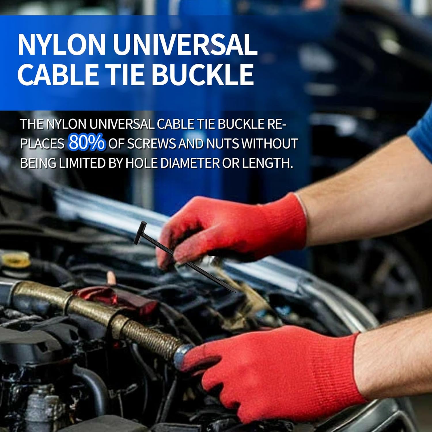 Upgrade Double-Sided Nylon Universal Cable Tie Buckle for Car, 120pcs Fold-Head Design for Easy Piercing, Zip Tie Clips for Mudguard Fender Bumper Fastener, Automotive Screw Replacement & Daily Repai