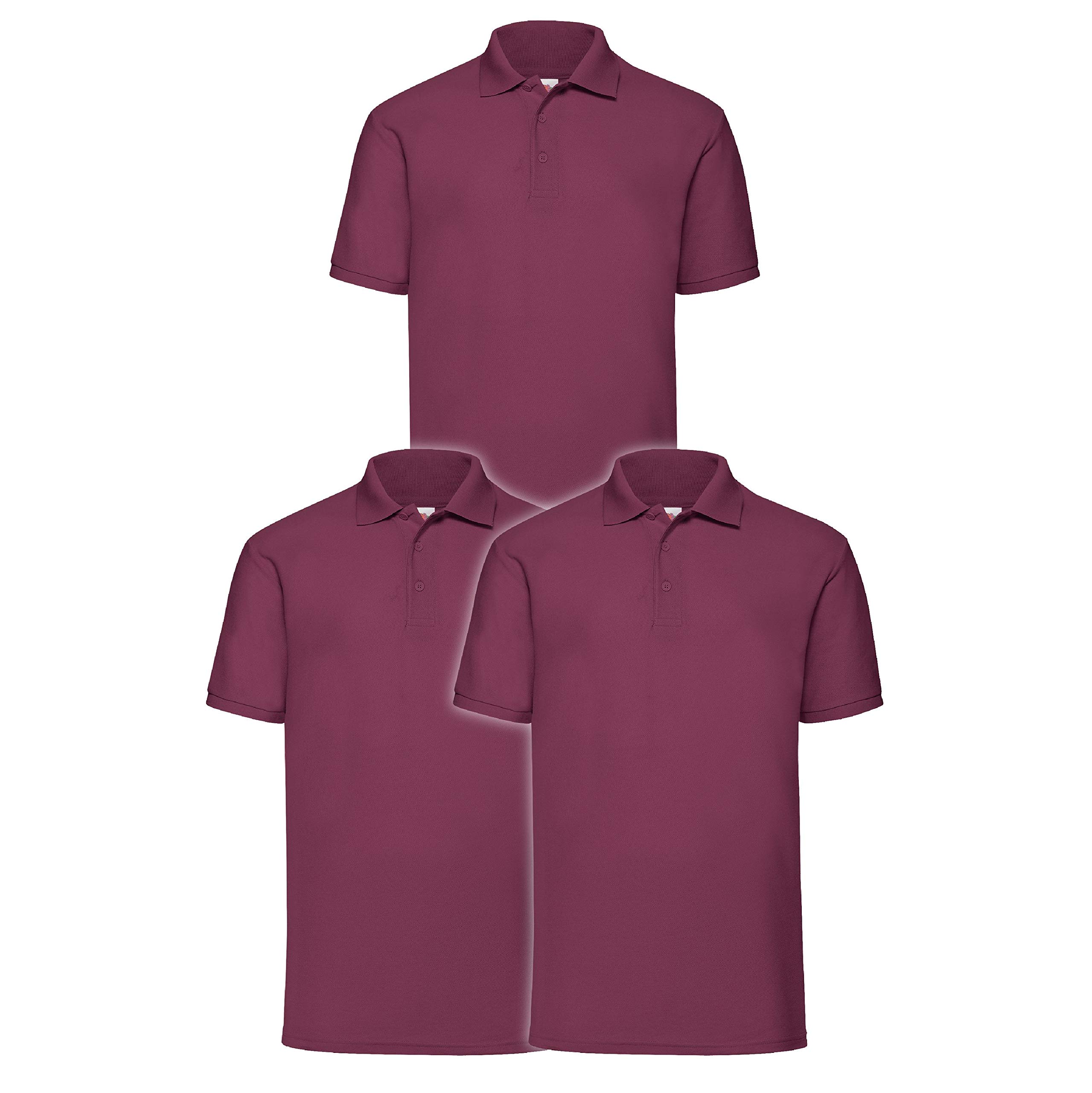 Fruit of the Loom Men’s Polo Shirt, Pack of 3 - Red - XXX-Large