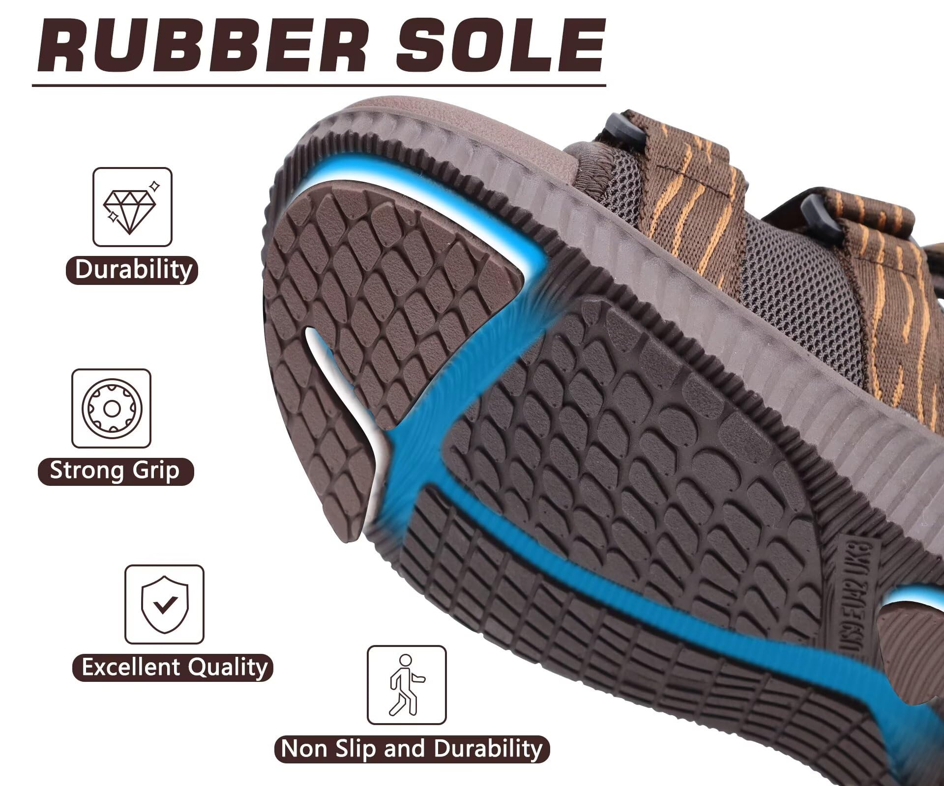 KuaiLu Sandalias Trekking Deportivas Hombre Comodas Ortopedicas Fascitis Plantar Exterior Caminar Sandalias Senderismo Ligera Ajustables Verano Antideslizantes Zapatos