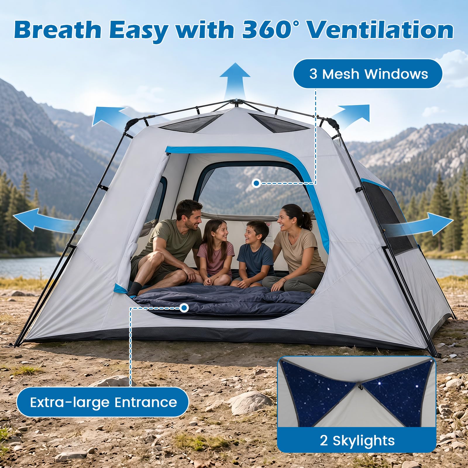 COSTWAY Tenda Pop-up con Tettoia Rimovibile per 5-6 Persone