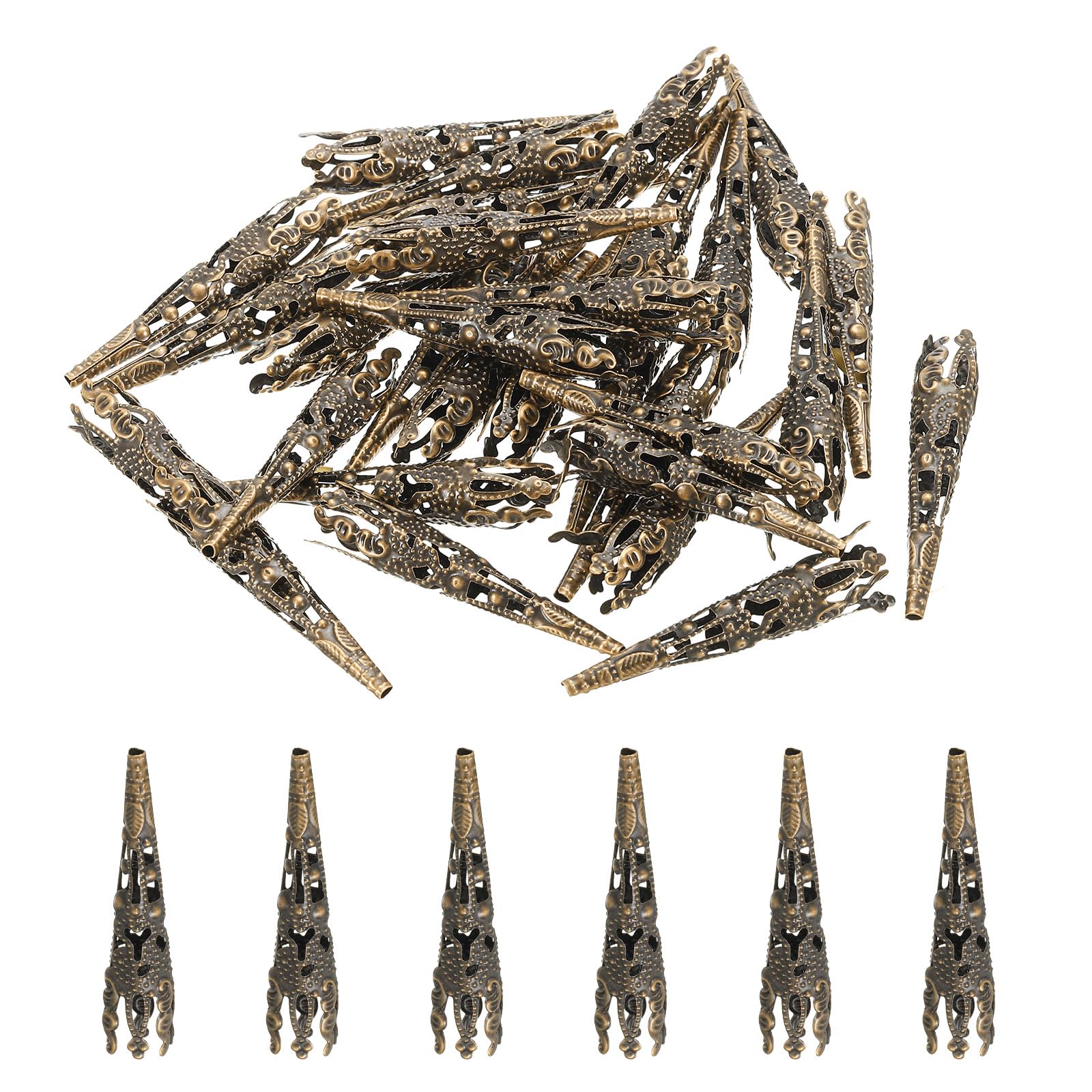 Bouchons de perles de fleur 42mm PATIKIL bronze foncé pour broche de mariage x56