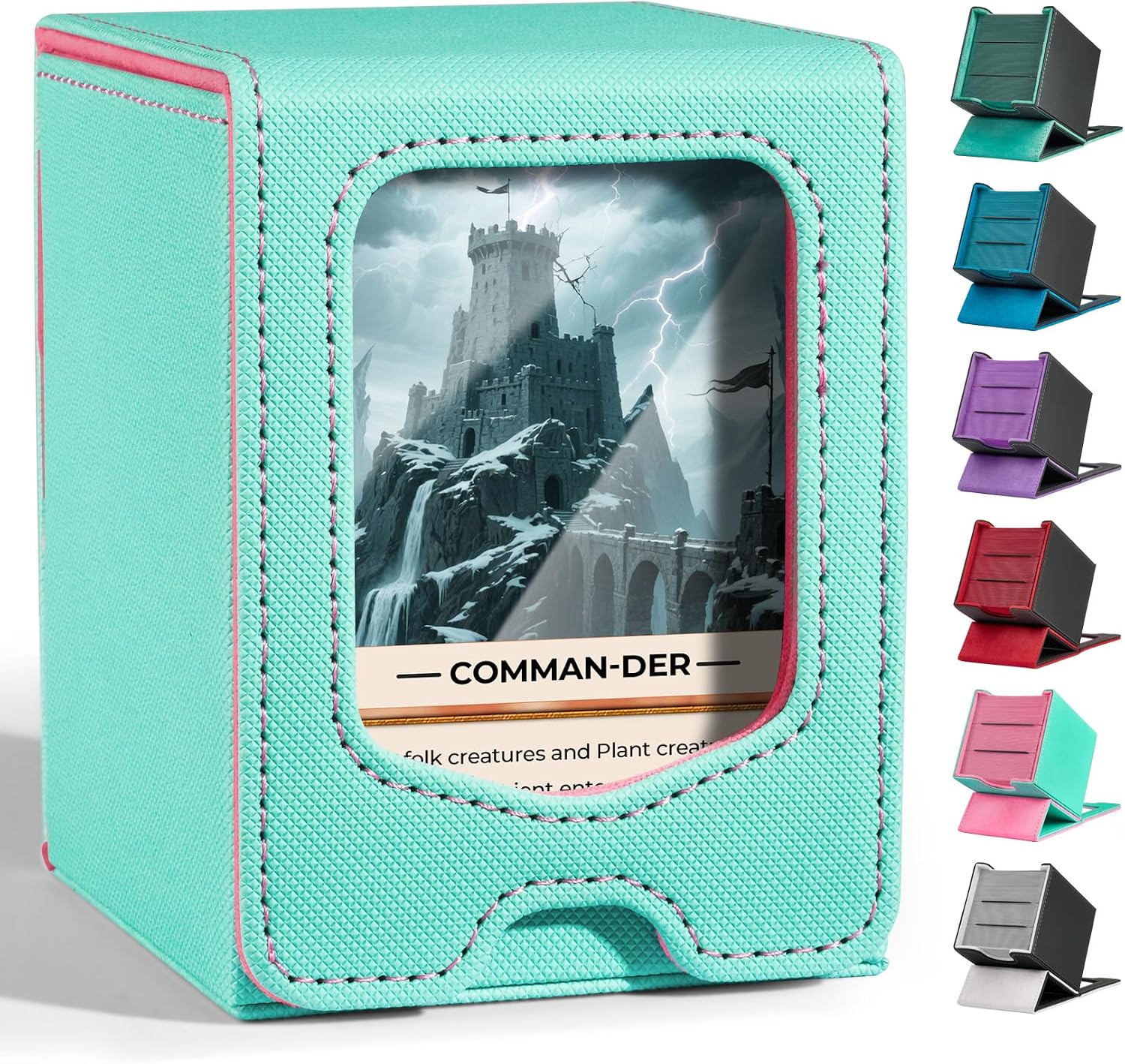 Fabmaker MTG Commander Deck Box Patent Pending Magnetic Trading Card Storage Box with Commander Display Holds 100 Double Sleeve Cards for Magic the Gathering TCG CCG