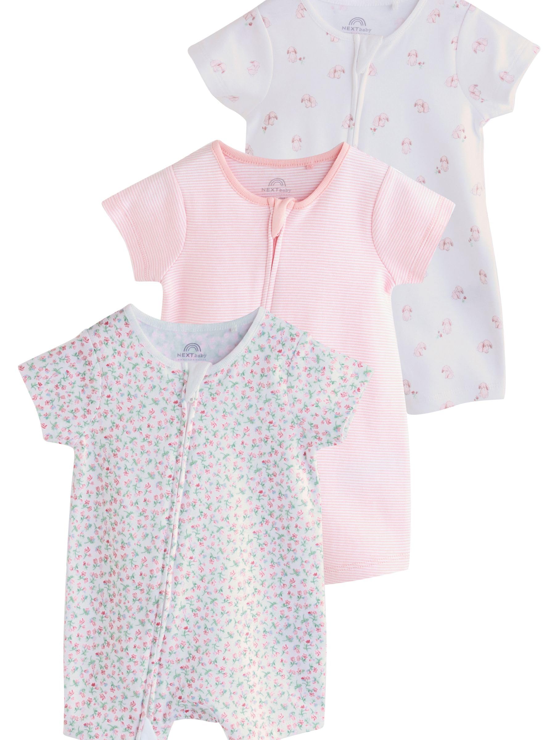 NEXT Bebés niña Pack de 3 peleles con cremallera bidireccional