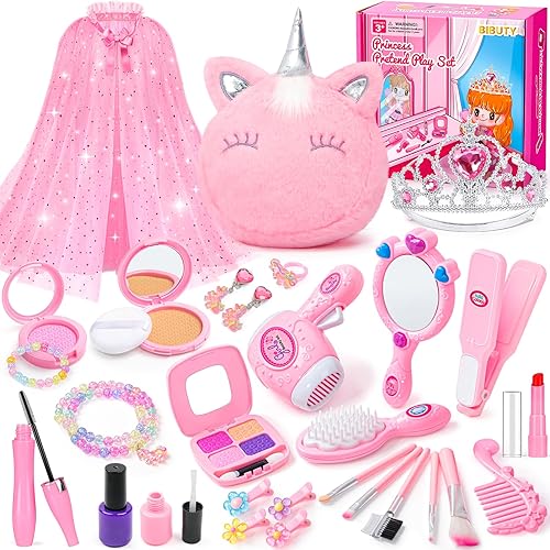 Kit de maquillaje para niñas BIBUTY, juguetes de princesa, maquillaje de juego de simulación, juguetes de maquillaje para niñas, juegos de