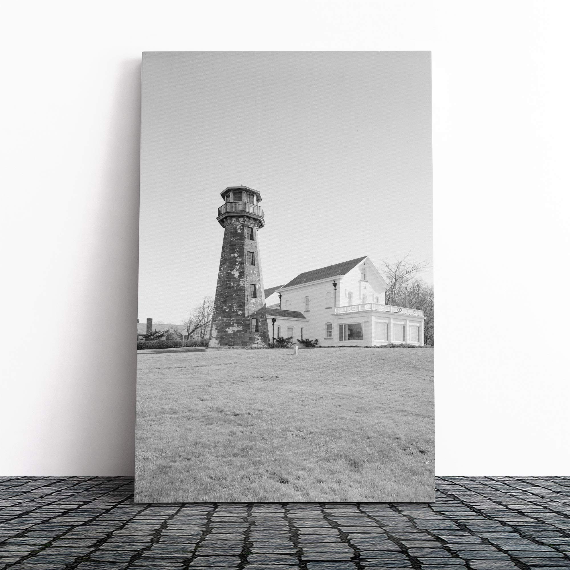 Architecture Lighthouse Sands Point, NY Canvas Print | Gallery Wrapped 30mm Frame Wall Art | 30x20 inches | Ready to Hang | Coastal Seascape Picture | Living Room Bedroom Lounge Office