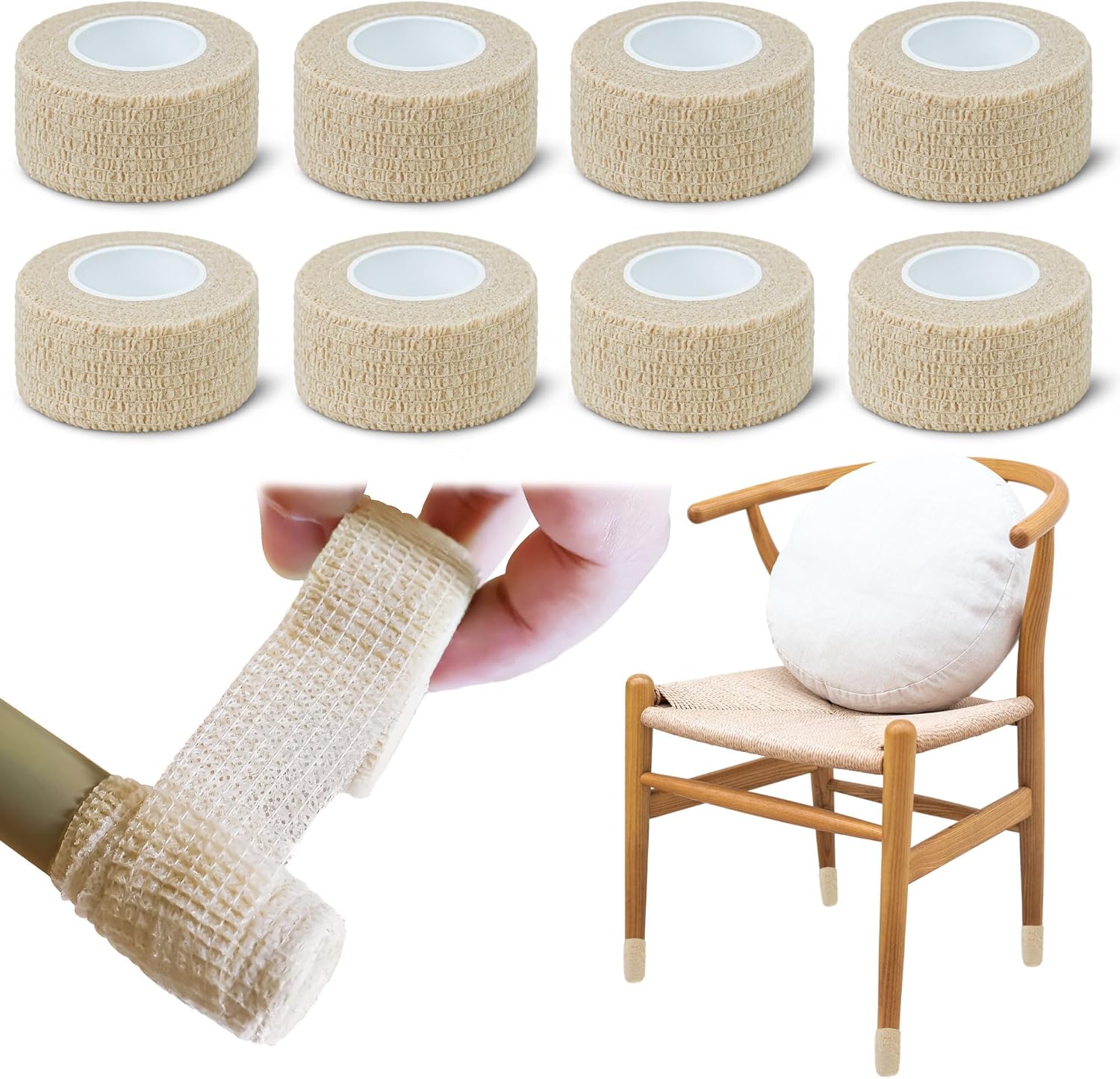 Paquete de 8 protectores de suelo para patas de silla, cinta antideslizante silenciosa, cinta protectora de suelo de muebles, silenciosa y