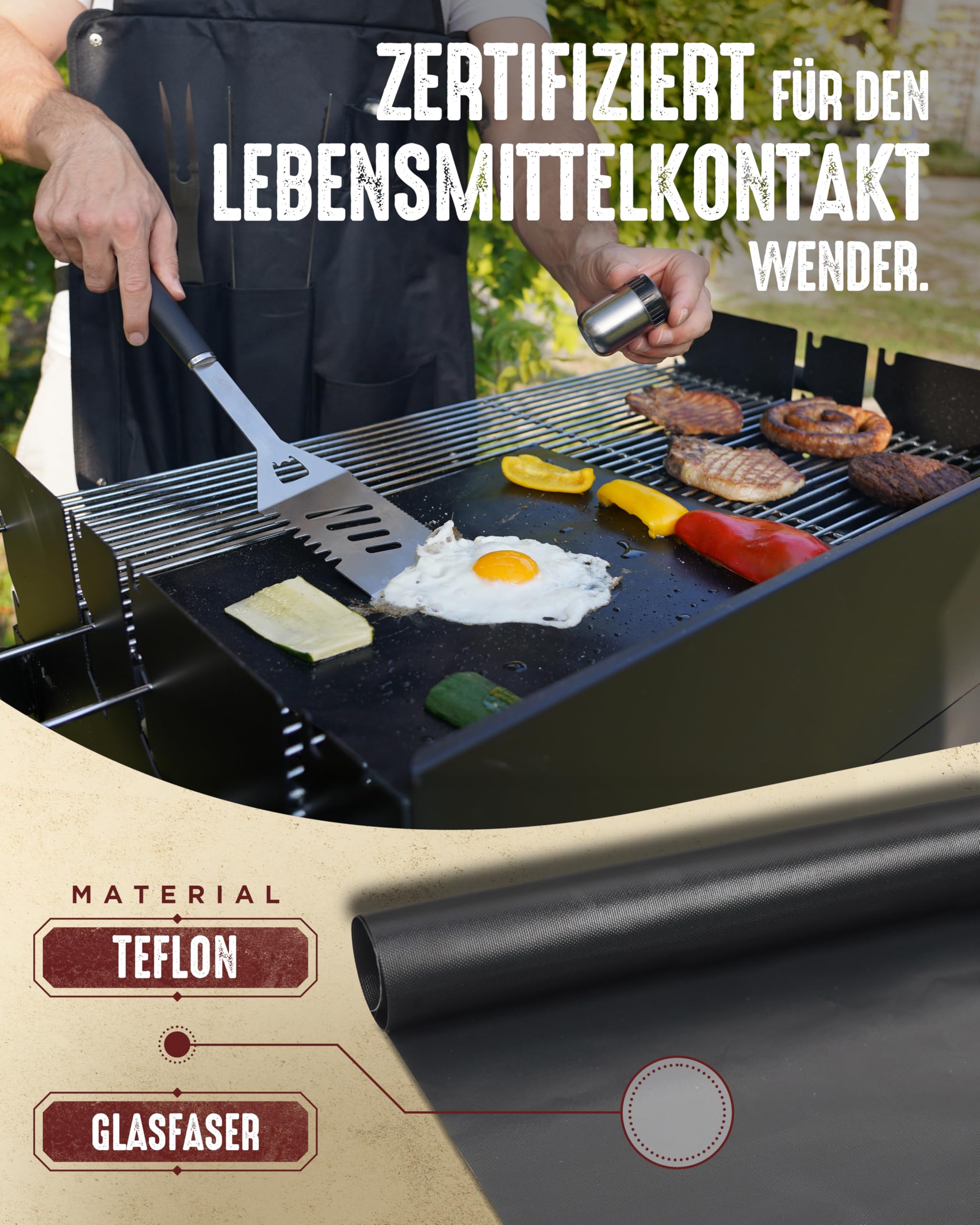 HORUS 23® – Grill Set mit Grill Zubehör aus Edelstahl, Oxford-Schürze, Hitzeschutzhandschuh und Grillmatte - Geschenke für Männer Grillen