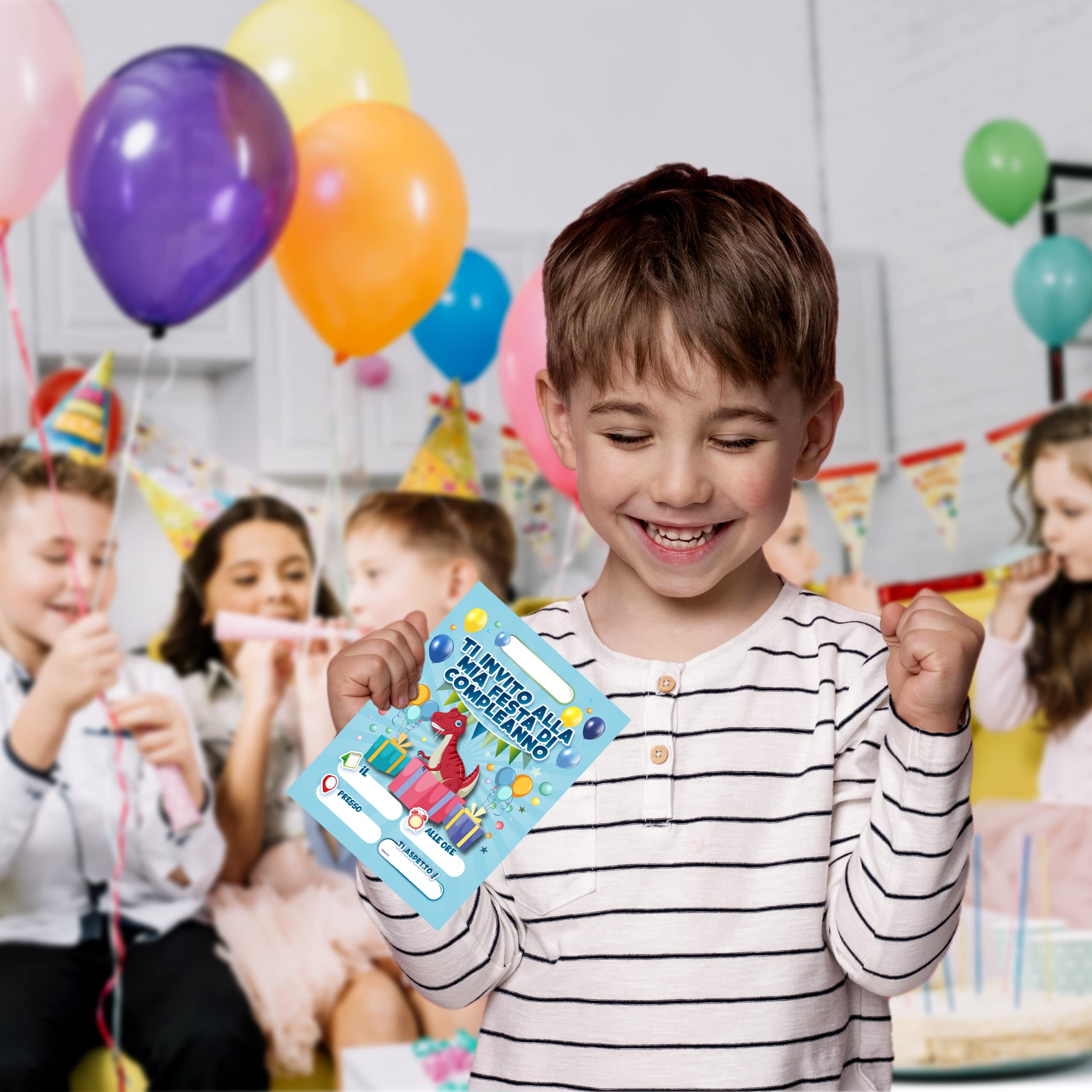 Biglietti Invito Compleanno per Bambini,12 Biglietti Invito Francese+12 Buste+12 Adesivo,Biglietti Invito Compleanno Bimba/Ragazzo,Inviti per Compleanni