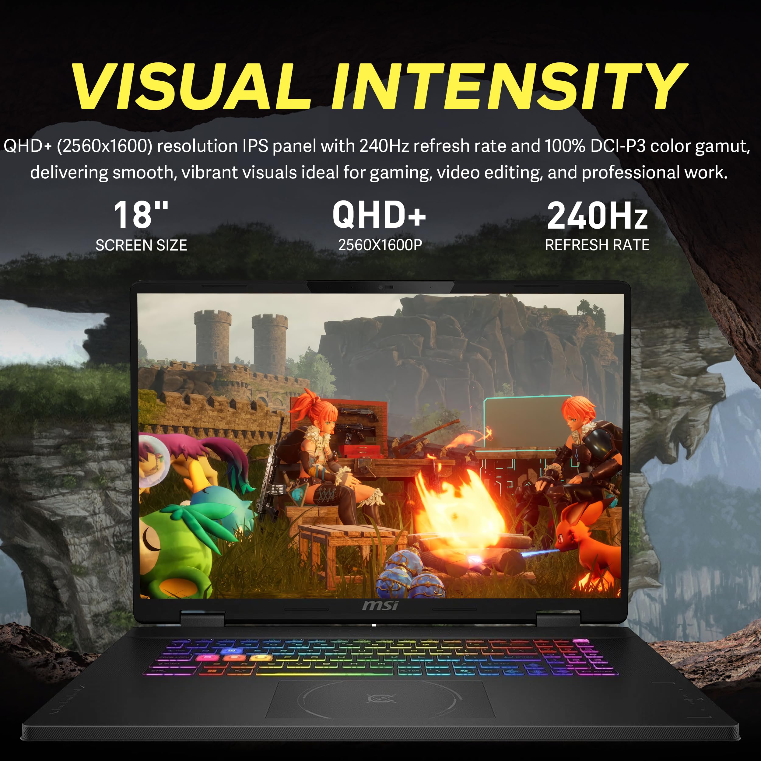 msi Crosshair 18 HX AI 18" QHD+ 240Hz Gaming Laptop, Intel Ultra 9 275HX, NVIDIA RTX 5070 8GB GDDR7, 32GB DDR5, 2TB Storage (1TB SSD + 1TB Docking Station), tastiera retroilluminata RGB, Windows 11